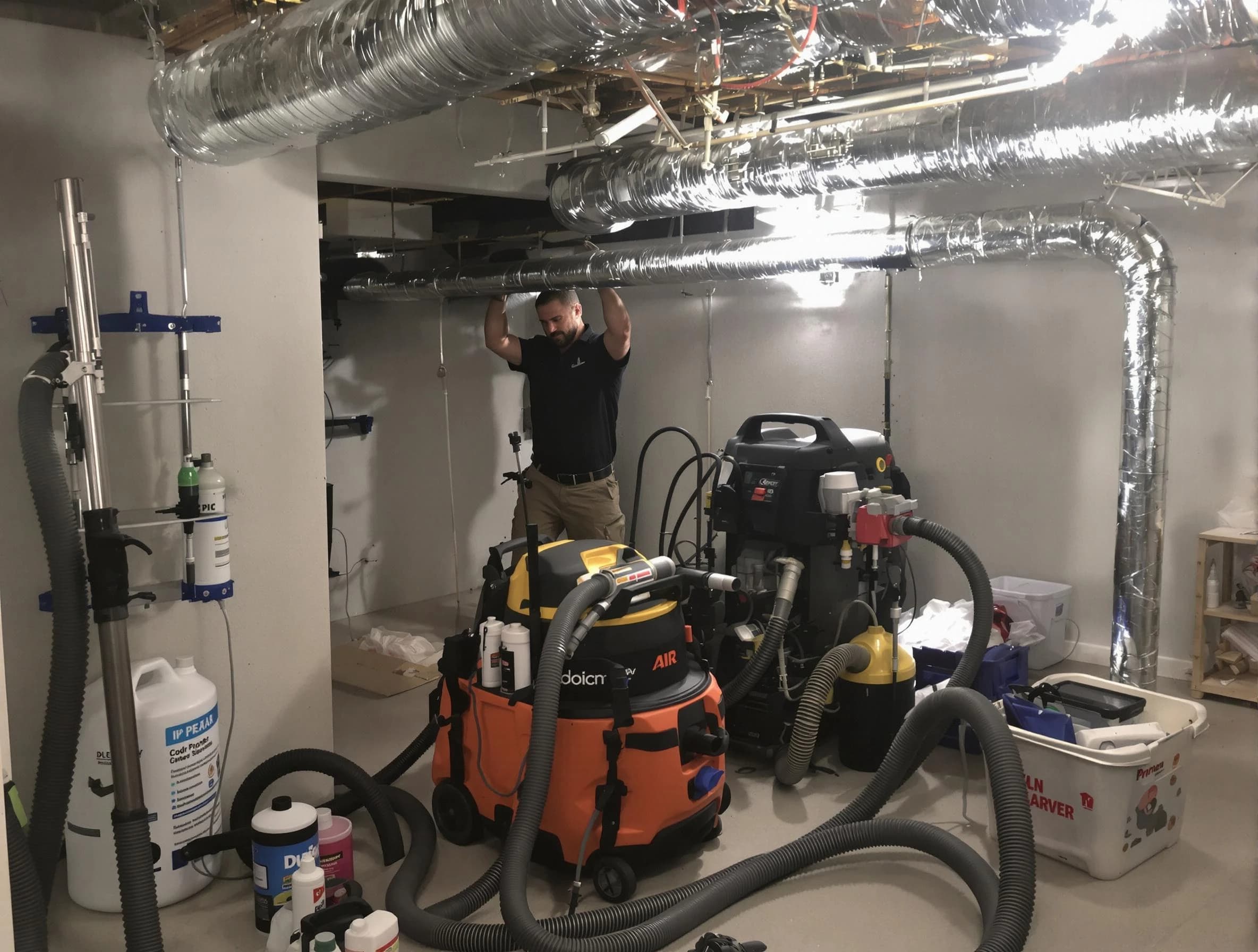 El Mirage Air Duct Cleaning specialist performing professional mold removal from air ducts using safety equipment in El Mirage