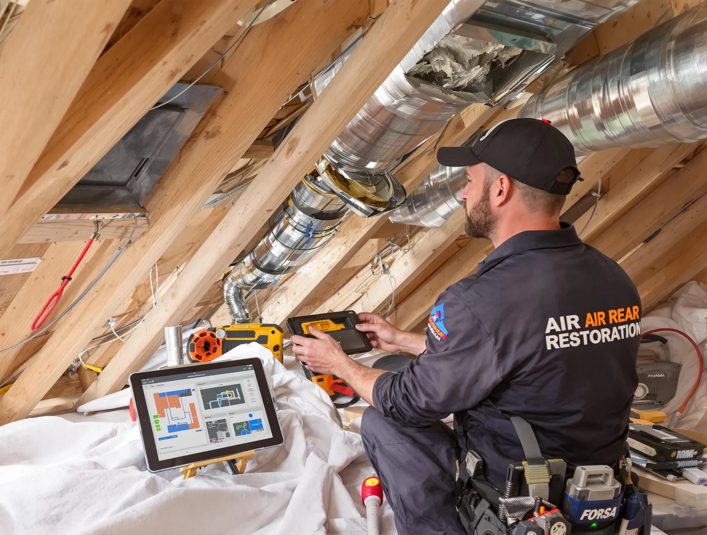 El Mirage Air Duct Cleaning technician performing precise duct repair work in El Mirage