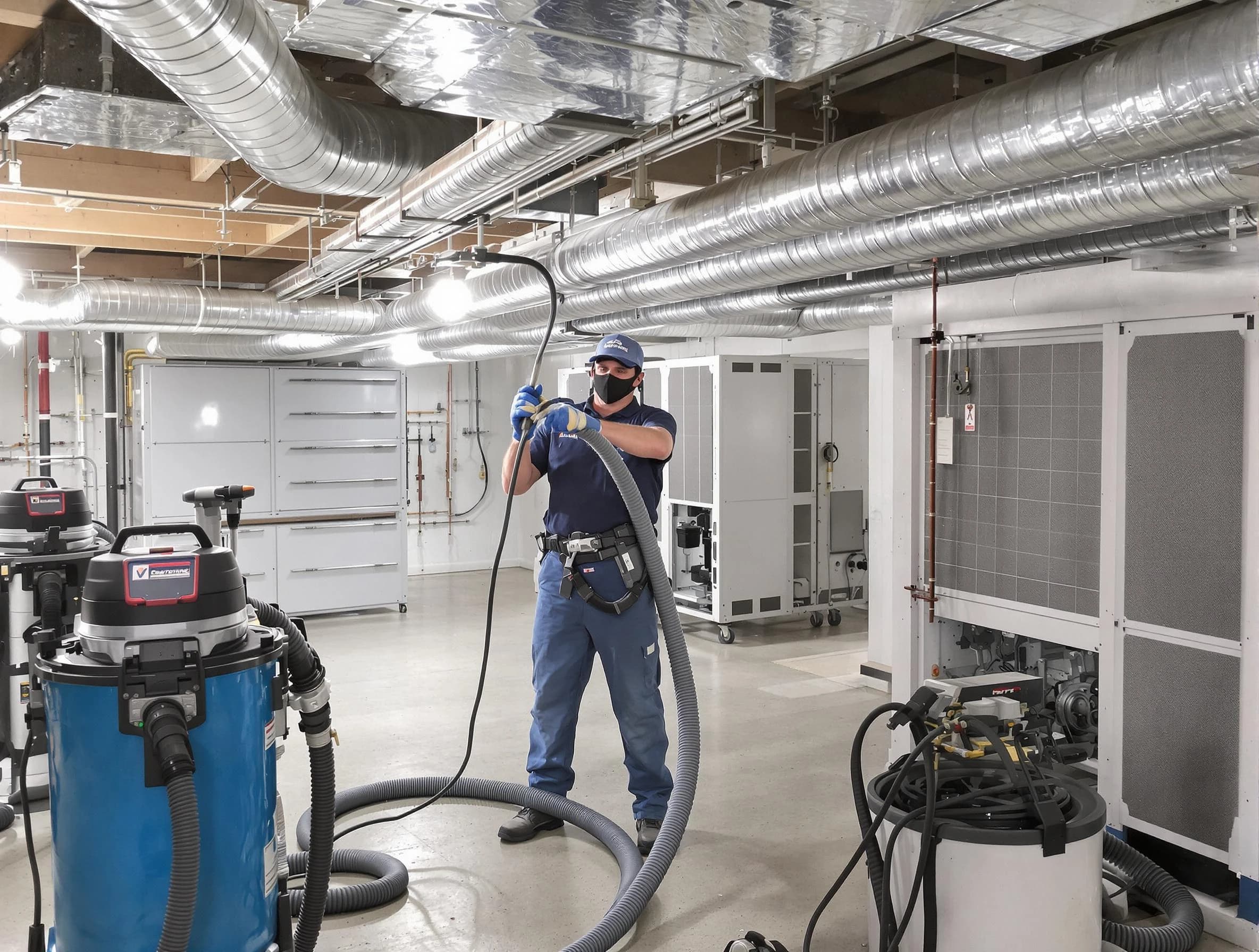 El Mirage Air Duct Cleaning specialist performing thorough central air duct cleaning for improved system efficiency in El Mirage