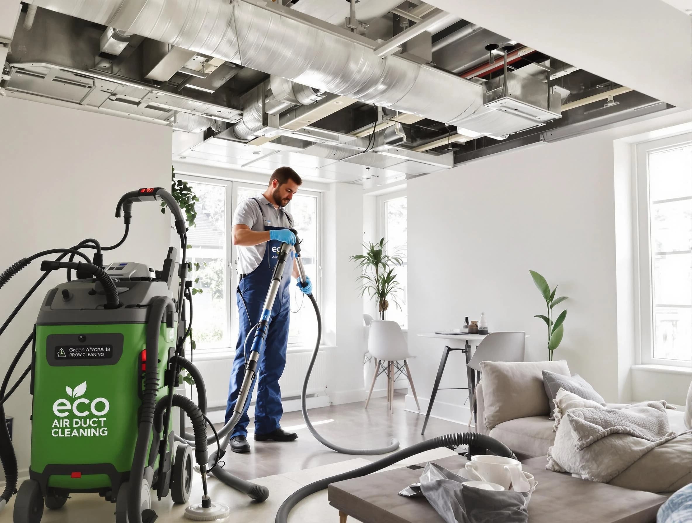 El Mirage Air Duct Cleaning technician performing eco-friendly duct cleaning using sustainable methods in El Mirage