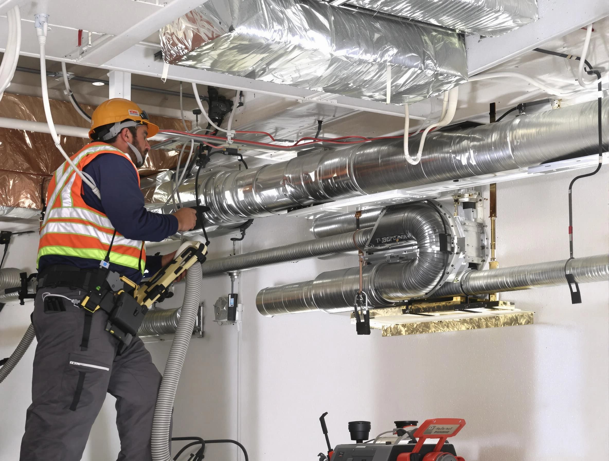 El Mirage Air Duct Cleaning technician performing precision vacuum insulation removal in a residential property in El Mirage