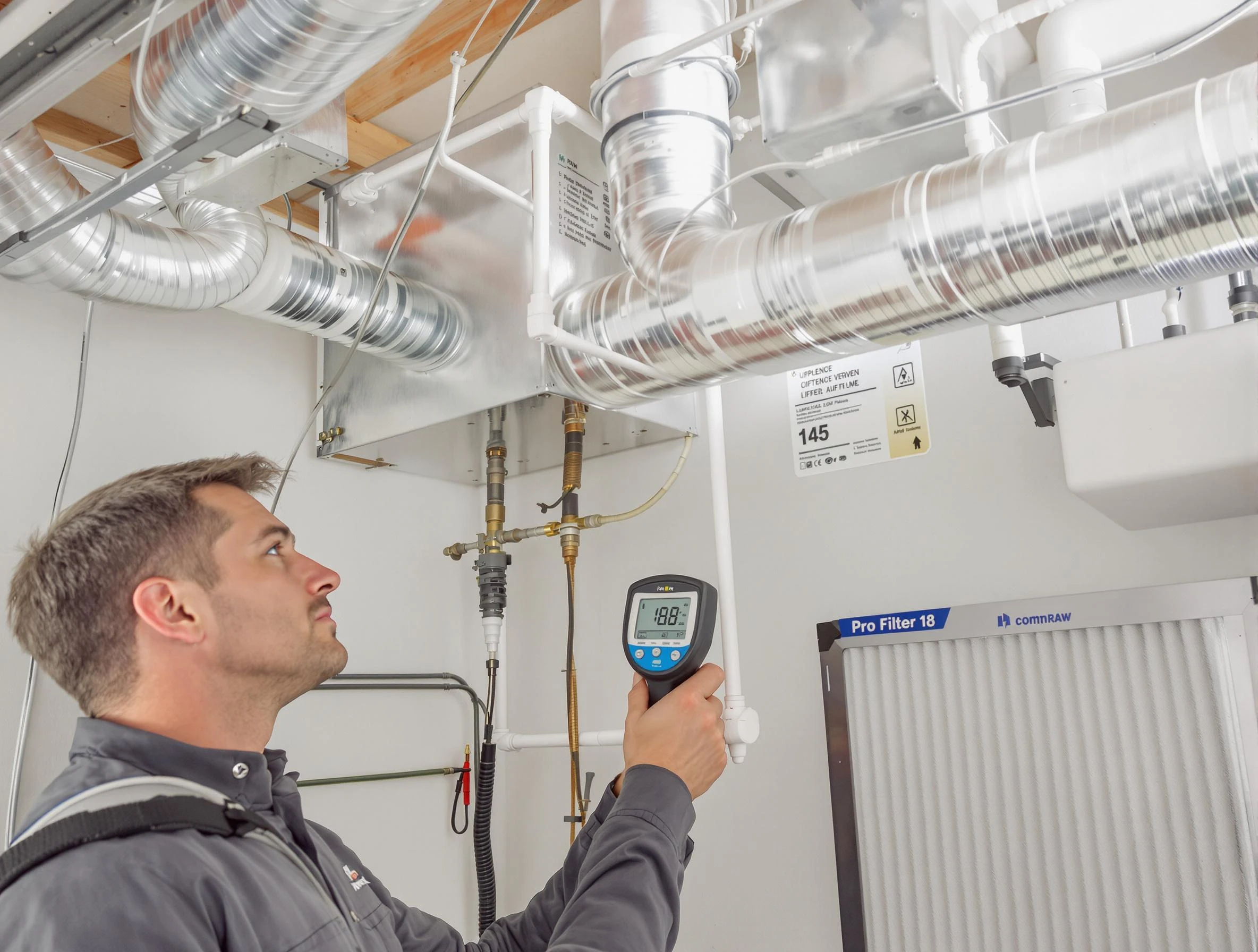 El Mirage Air Duct Cleaning expert conducting detailed filter system inspection using diagnostic tools in El Mirage